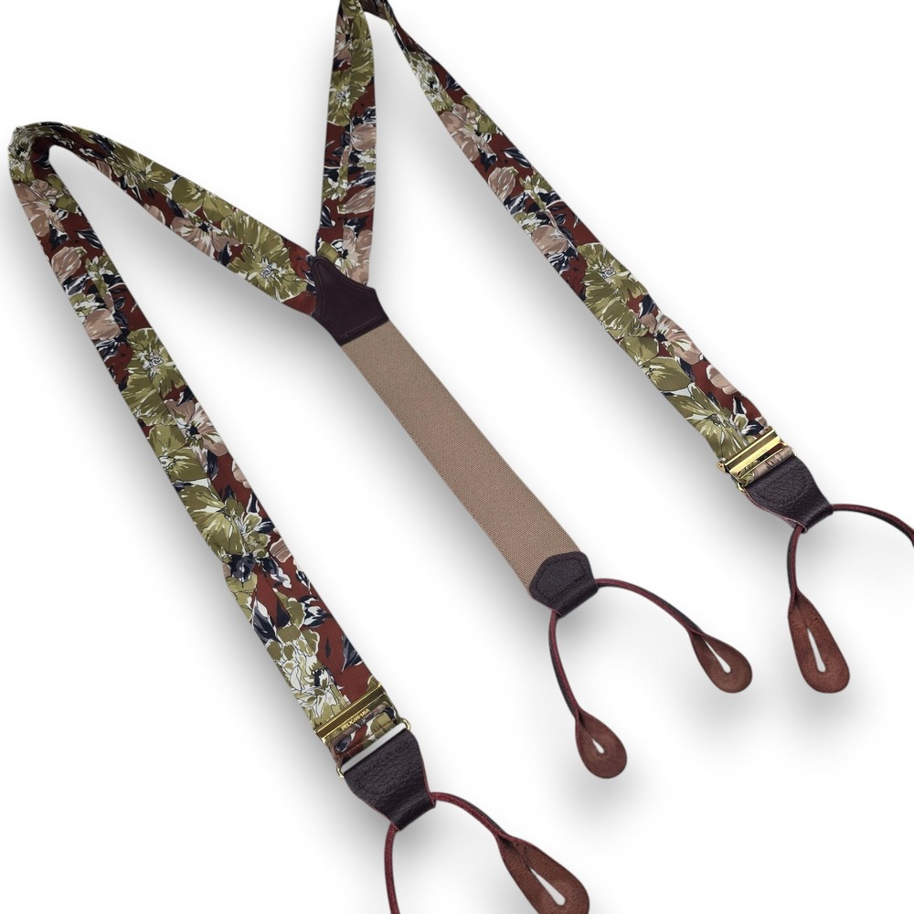 Pelican Suspenders Mens One Size Multicolor Floral Y-Back Leather Button End